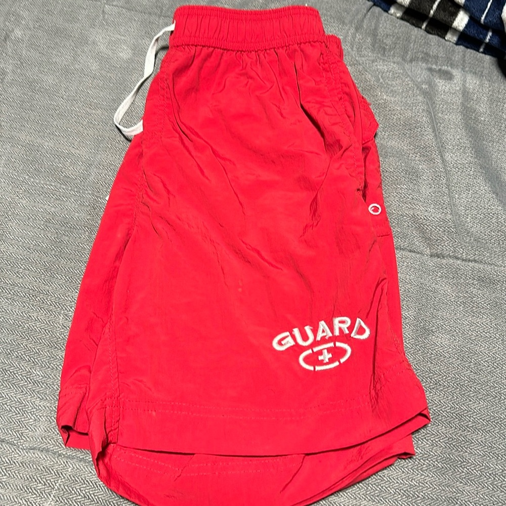 Red Lifeguard shorts